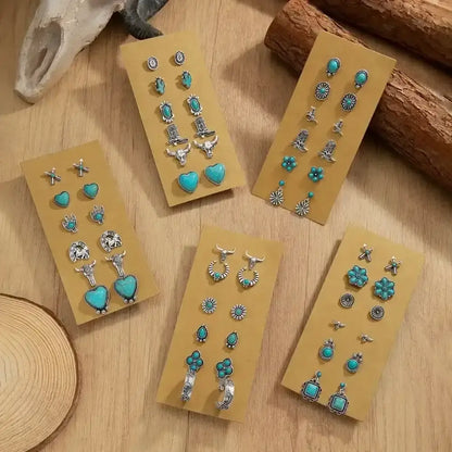 Western Turquoise Earrings, Cowgirl Jewelry, Earrings for Women, 6 pair - The Best New Thing