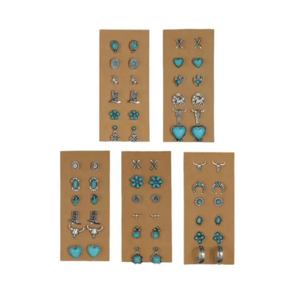 Western Turquoise Earrings, Cowgirl Jewelry, Earrings for Women, 6 pair - The Best New Thing
