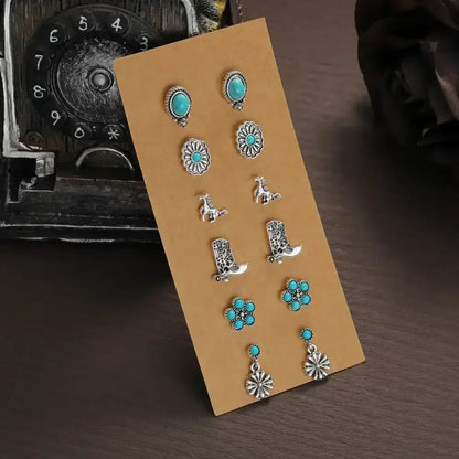 Western Turquoise Earrings, Cowgirl Jewelry, Earrings for Women, 6 pair - The Best New Thing