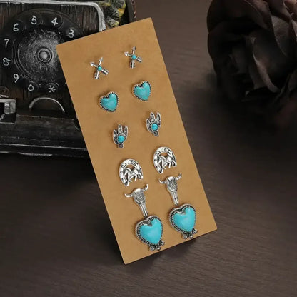 Western Turquoise Earrings, Cowgirl Jewelry, Earrings for Women, 6 pair - The Best New Thing