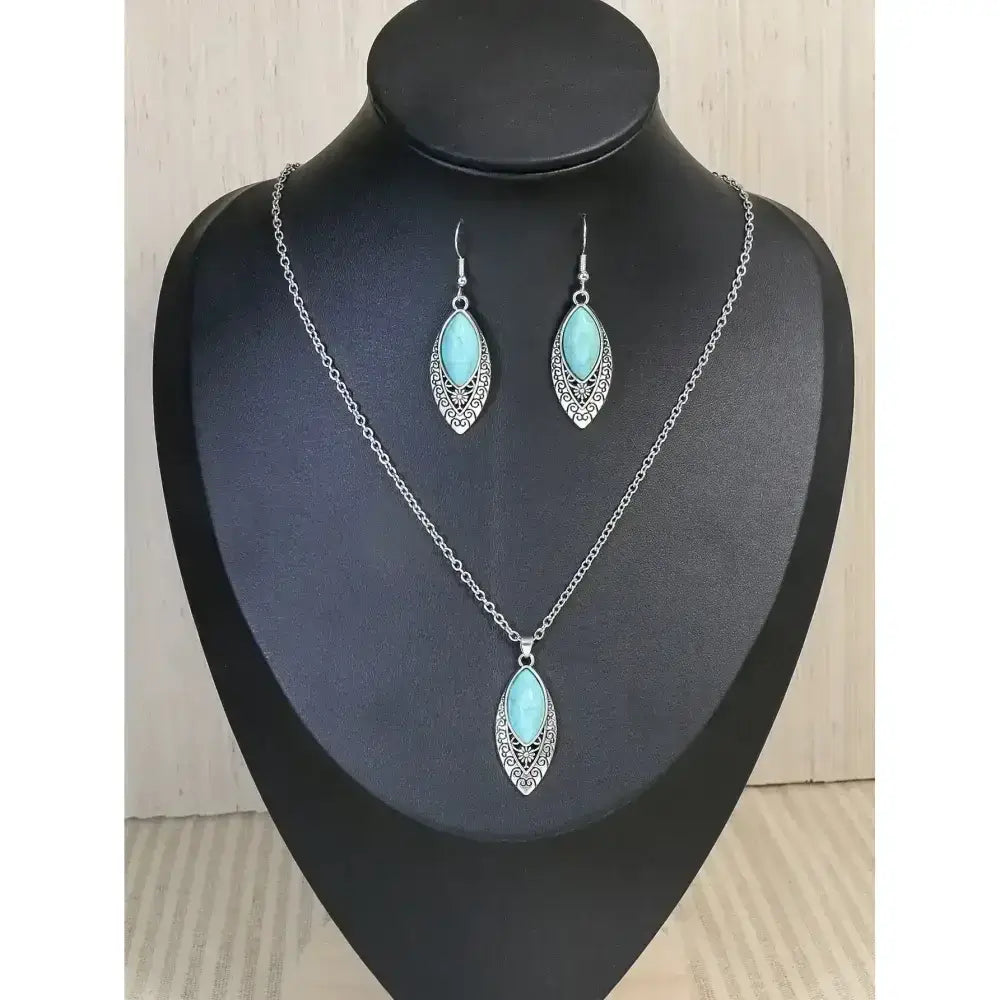 Western Turquoise Necklace Earring Set, Vintage Dangle Earrings - The Best New Thing