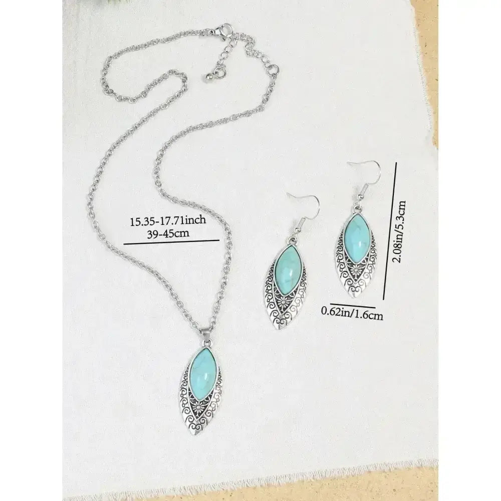 Western Turquoise Necklace Earring Set, Vintage Dangle Earrings - The Best New Thing