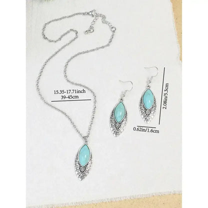 Western Turquoise Necklace Earring Set, Vintage Dangle Earrings - The Best New Thing