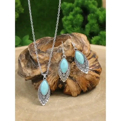 Western Turquoise Necklace Earring Set, Vintage Dangle Earrings - The Best New Thing