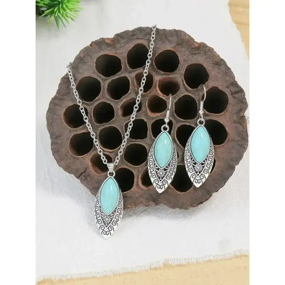 Western Turquoise Necklace Earring Set, Vintage Dangle Earrings - The Best New Thing