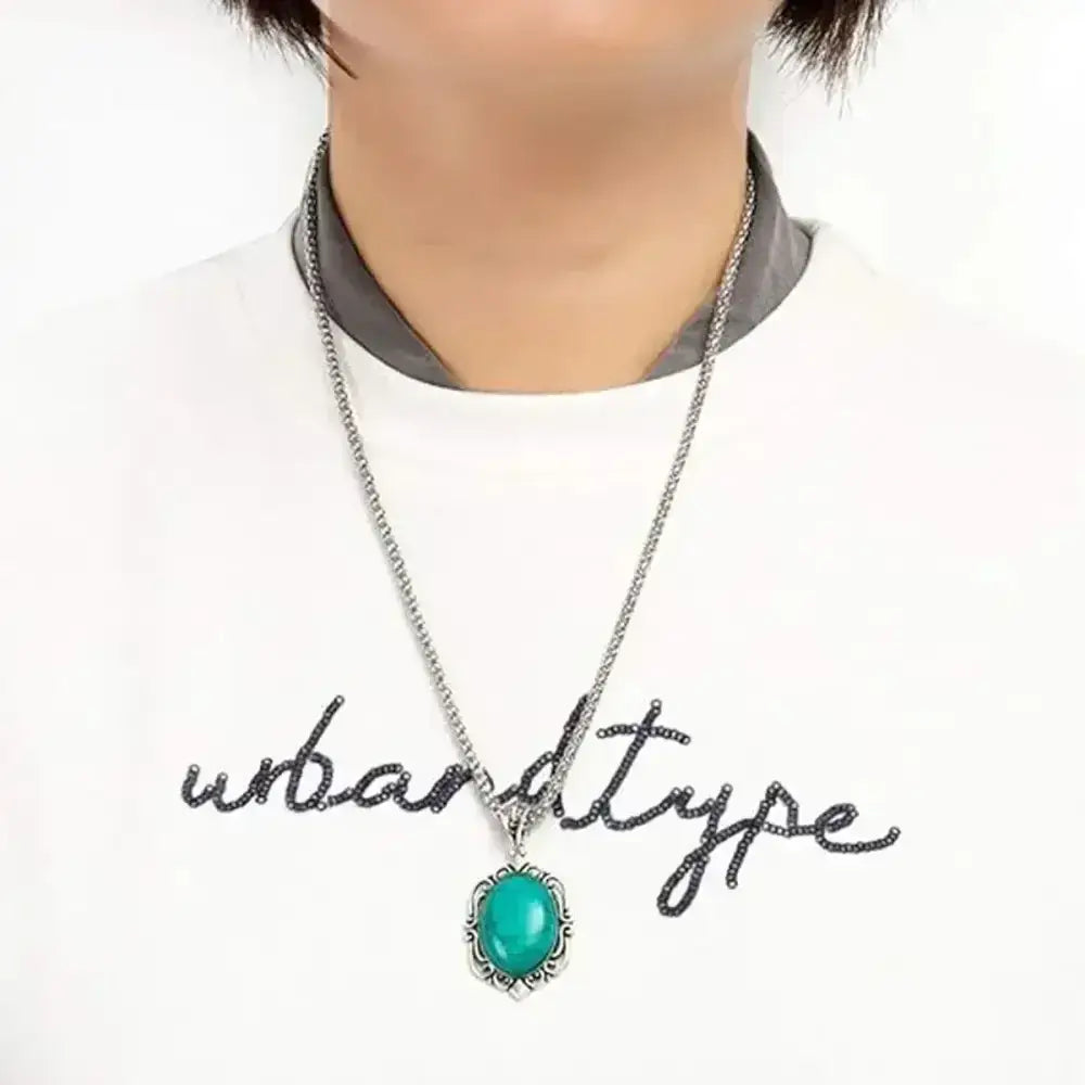 Western Vintage Turquoise Bracelet Necklace Earrings Set, 3pcs Set - The Best New Thing