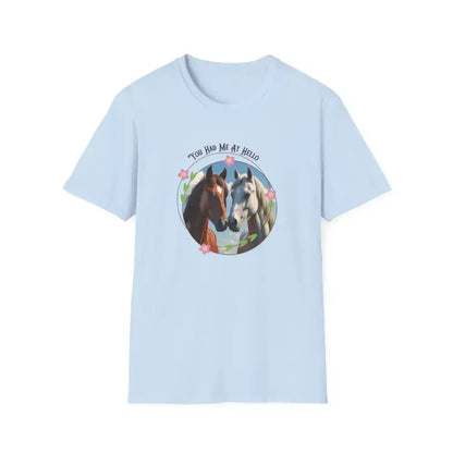 You Had Me at Hello Tee Equestrian T-Shirt Horse Lover Gift Collection 2 - Light Blue / S - Activewear