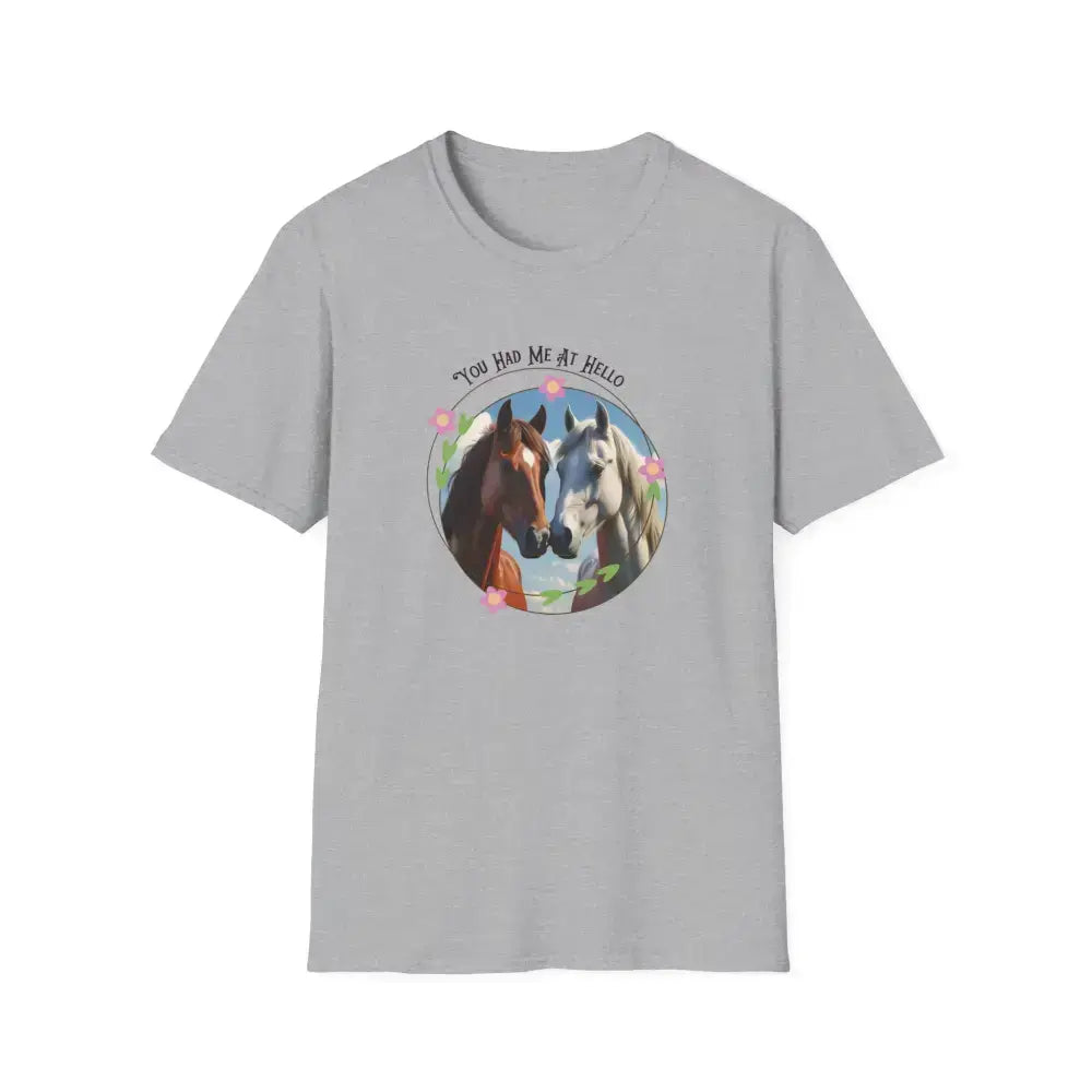 You Had Me at Hello Tee Equestrian T-Shirt Horse Lover Gift Collection 2 - Sport Grey / XL - Activewear
