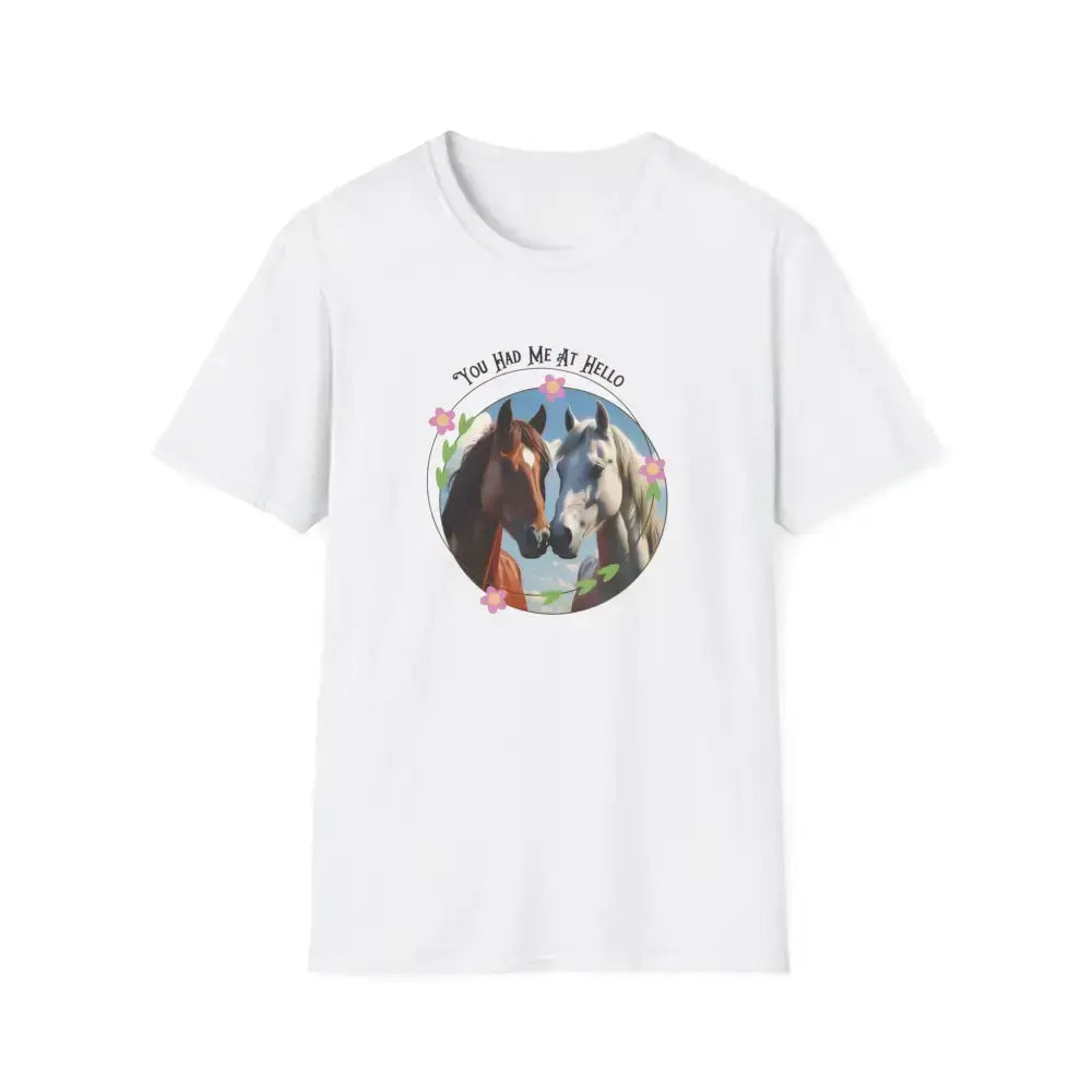 You Had Me at Hello Tee Equestrian T-Shirt Horse Lover Gift Collection 2 - White / S - Activewear