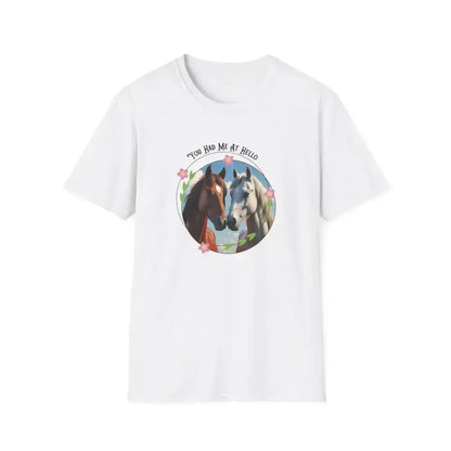 You Had Me at Hello Tee Equestrian T-Shirt Horse Lover Gift Collection 2 - White / S - Activewear