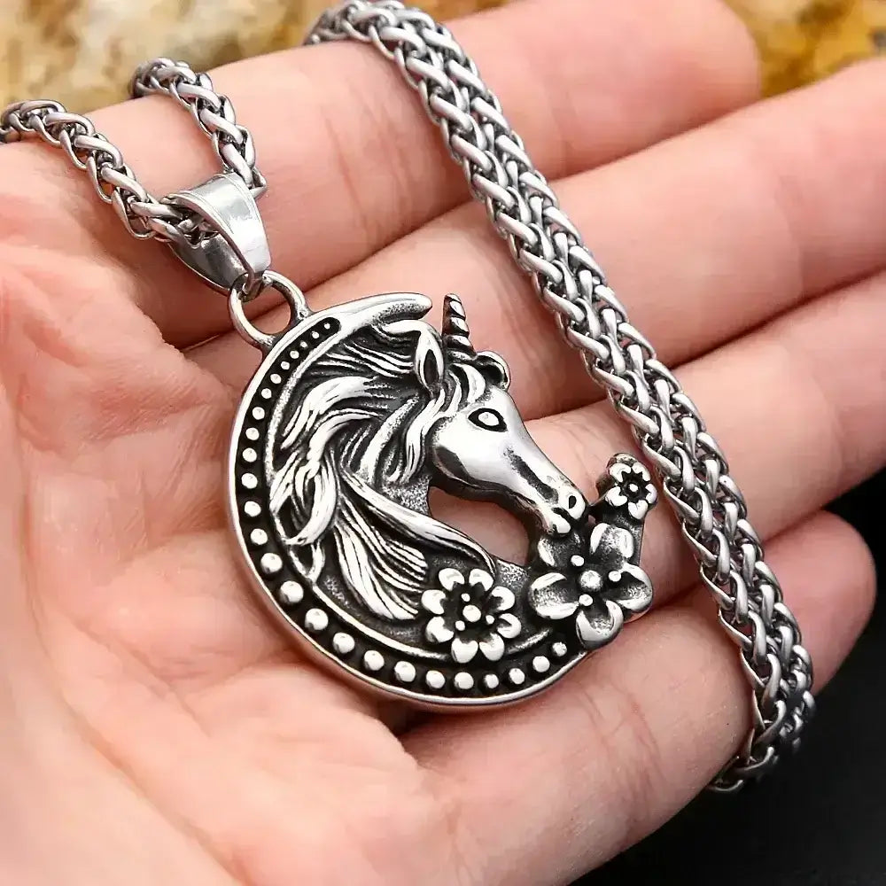 Youth Unicorn Necklace, Stainless Steel Moon Pendant Necklace - The Best New Thing